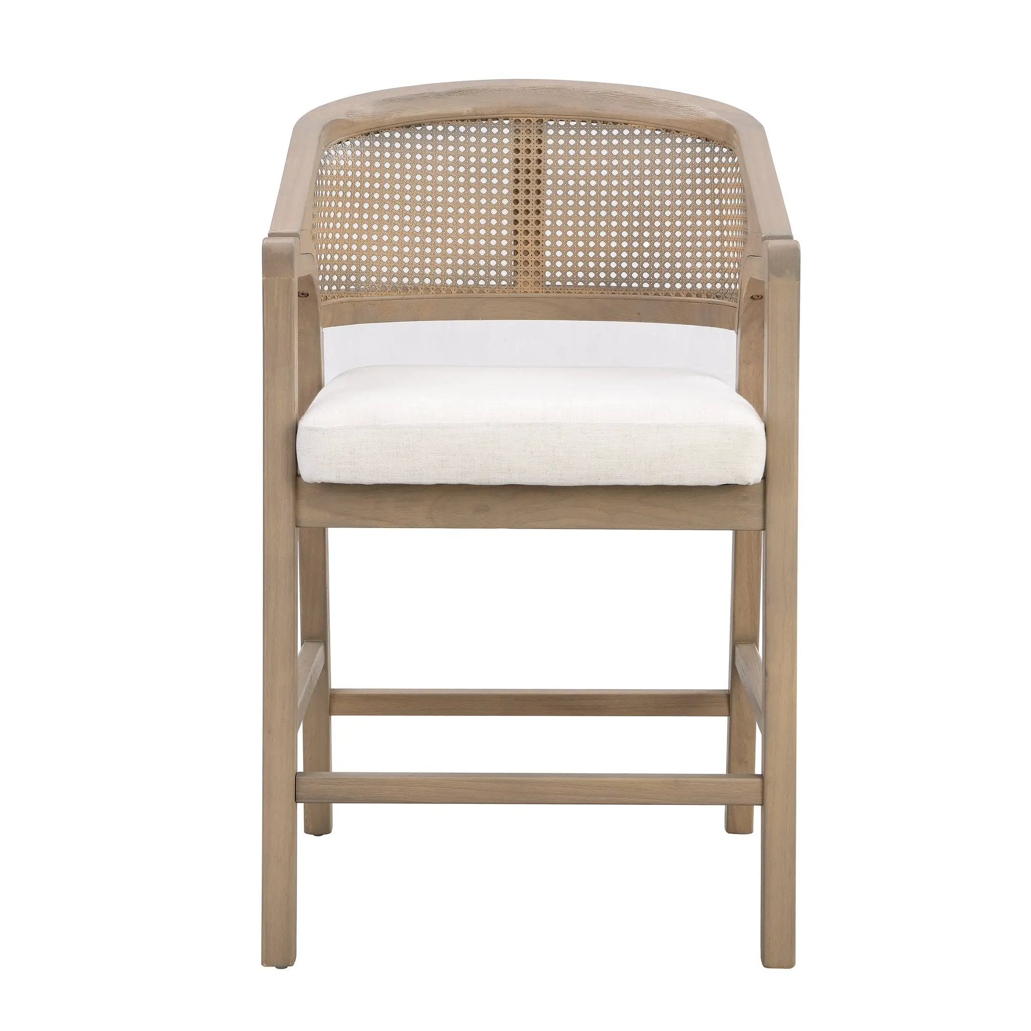 Wooden Frame Counter Stool with Rattan Back - Set of 2 by HouseOfZazla