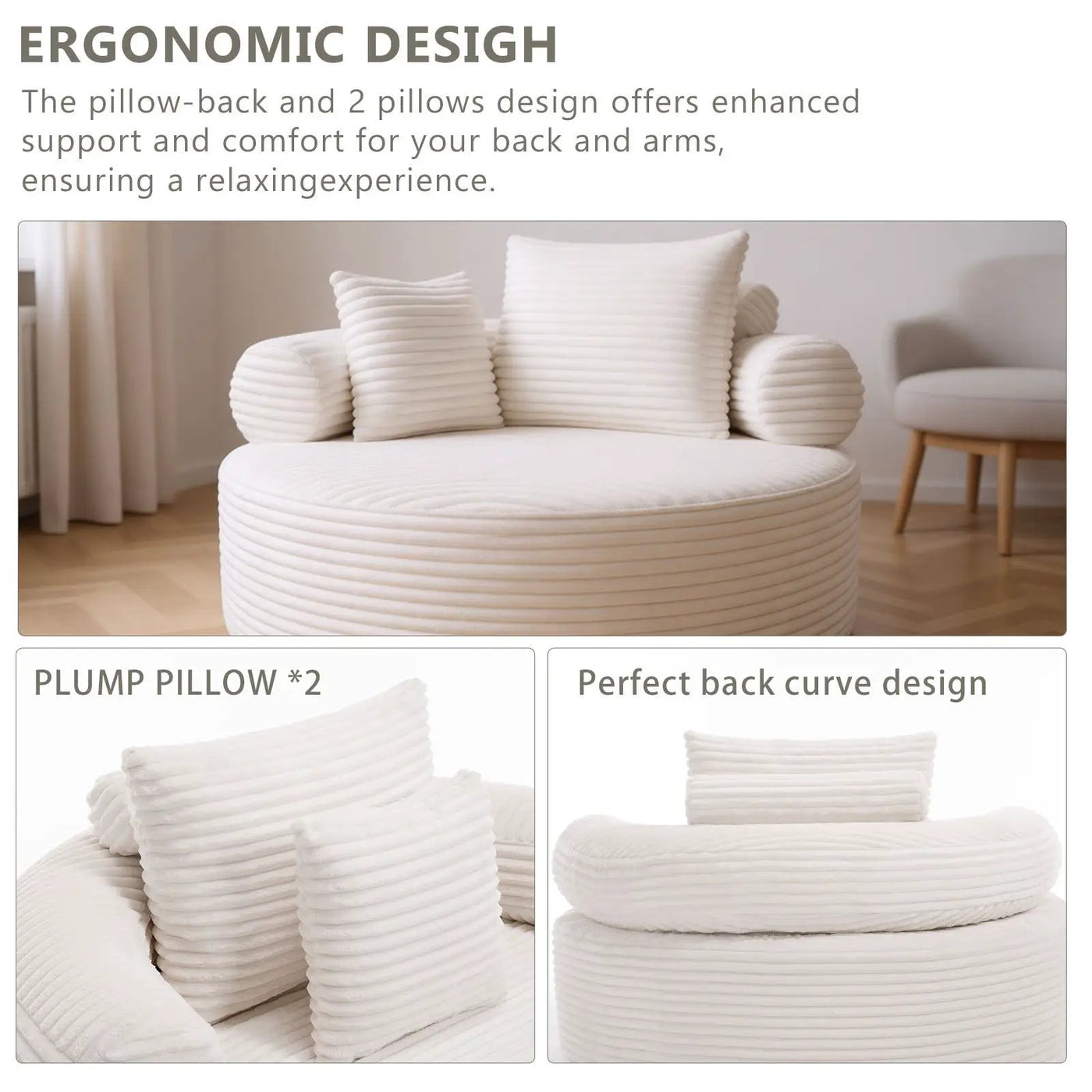 Round Sofa Bed With 3 Pillows For Living Room by HouseOfZazla