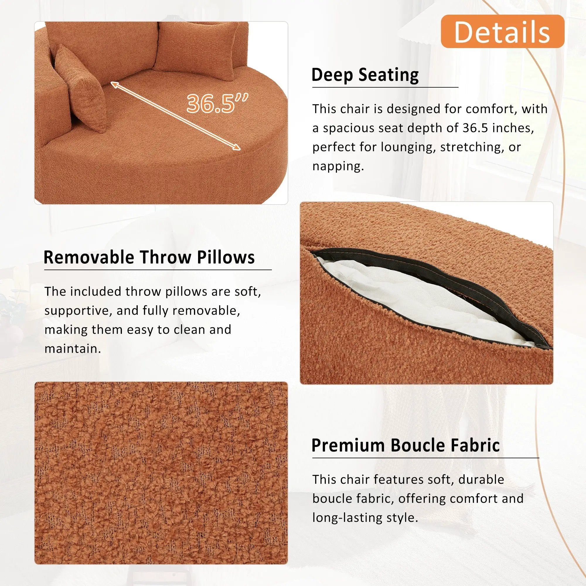 360° Swivel Accent Barrel Chair With 3 Removable Pillows For Living Room by HouseOfZazla