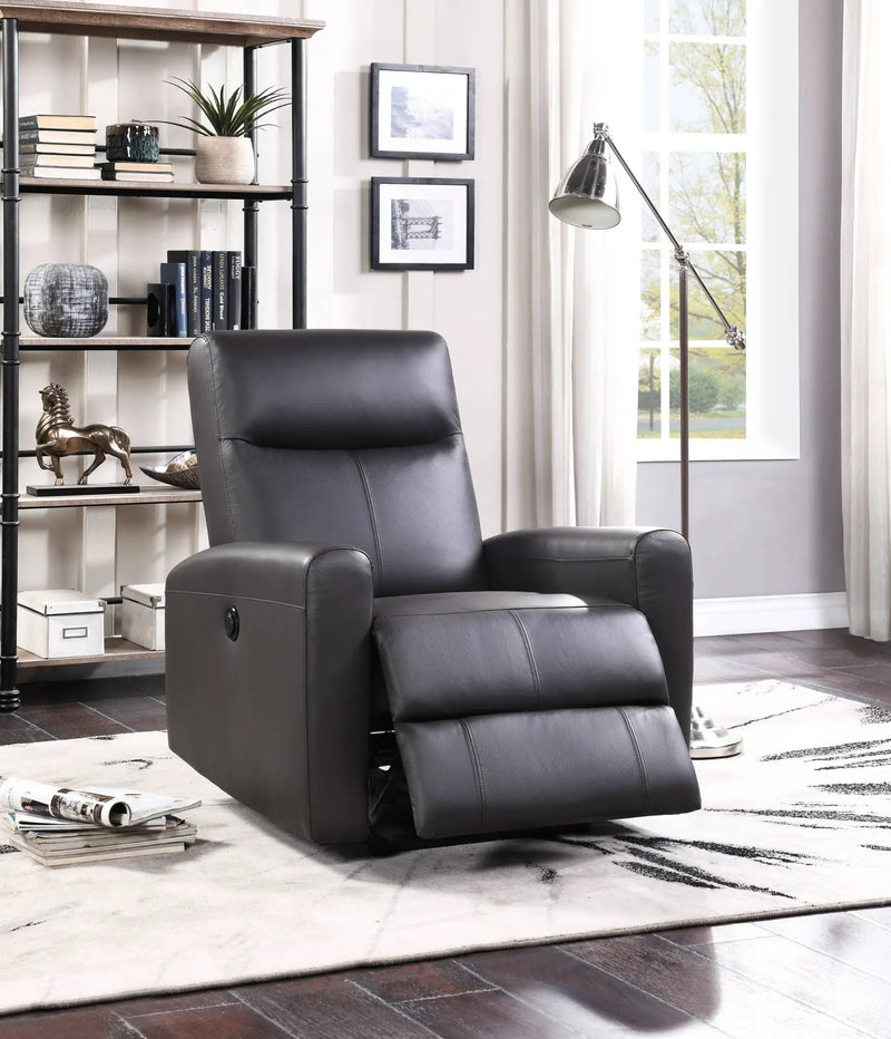 Blane Top Grain Leather Match Power Motion Recliner - Brown by HouseOfZazla