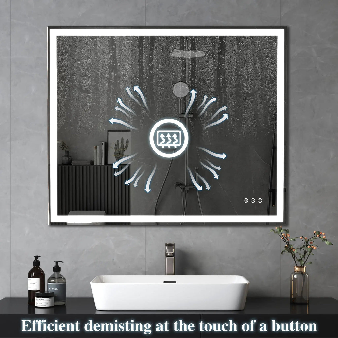 LED Bathroom Vanity Mirror Wall Mounted Adjustable / Warm / Natural Lights Anti-Fog Touch Switch With Memory Modern Smart Large Bathroom Mirrors by Unique Piece Furniture