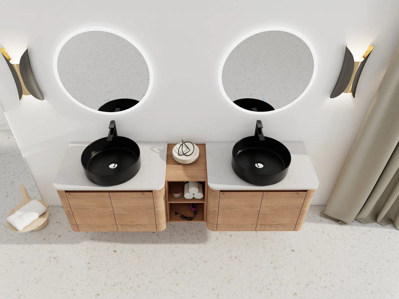 72" Wall-Mounted Bathroom Vanity With Ceramic Art Sink by HouseOfZazla