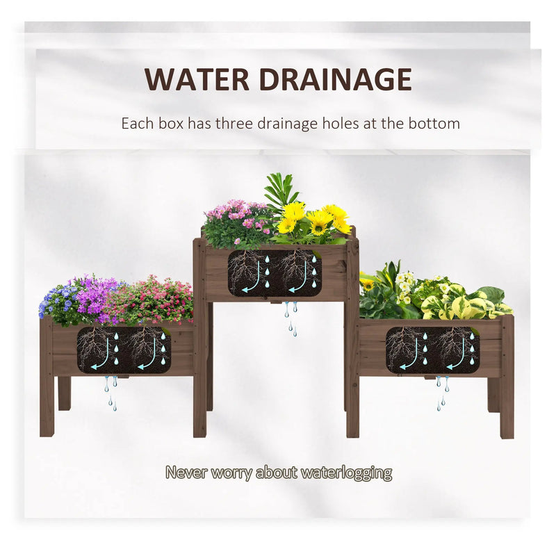 Outsunny Raised Garden Bed with 3 Planter Box by HouseOfZazla
