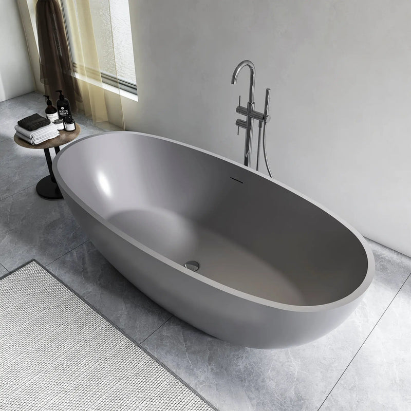 65.2 Inch Freestanding Solid Surface Soaking Bathtub by HouseOfZazla