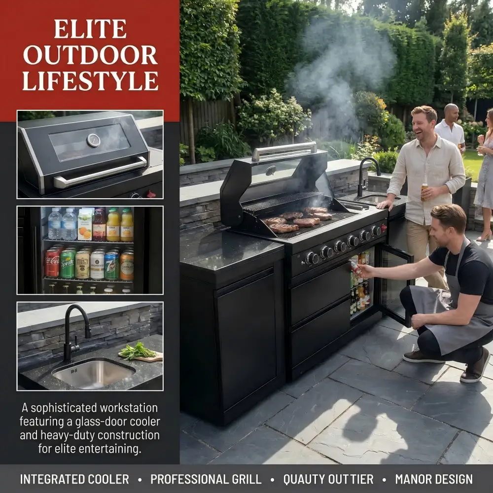 4-Burner 72000 BTU Deluxe Stainless Steel Propane Gas Outdoor Kitchen by HouseOfZazla