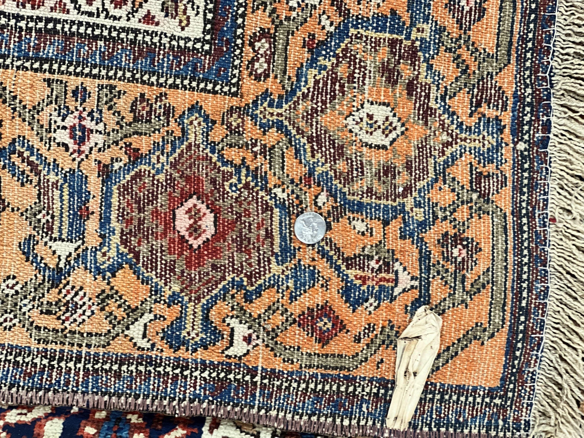 Persian Senneh Rug 4x8, Wool Hand Knotted Antique Kurdish Carpet, Navy Blue Oriental Area Rug, 4 x 8 Rug by Jewel Rugs