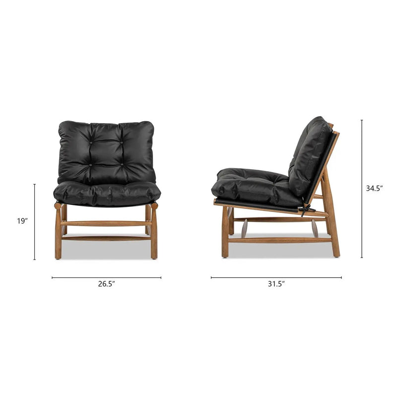 Oxford Leather Mid-Century Modern Accent Chair - Noir Black by HouseOfZazla