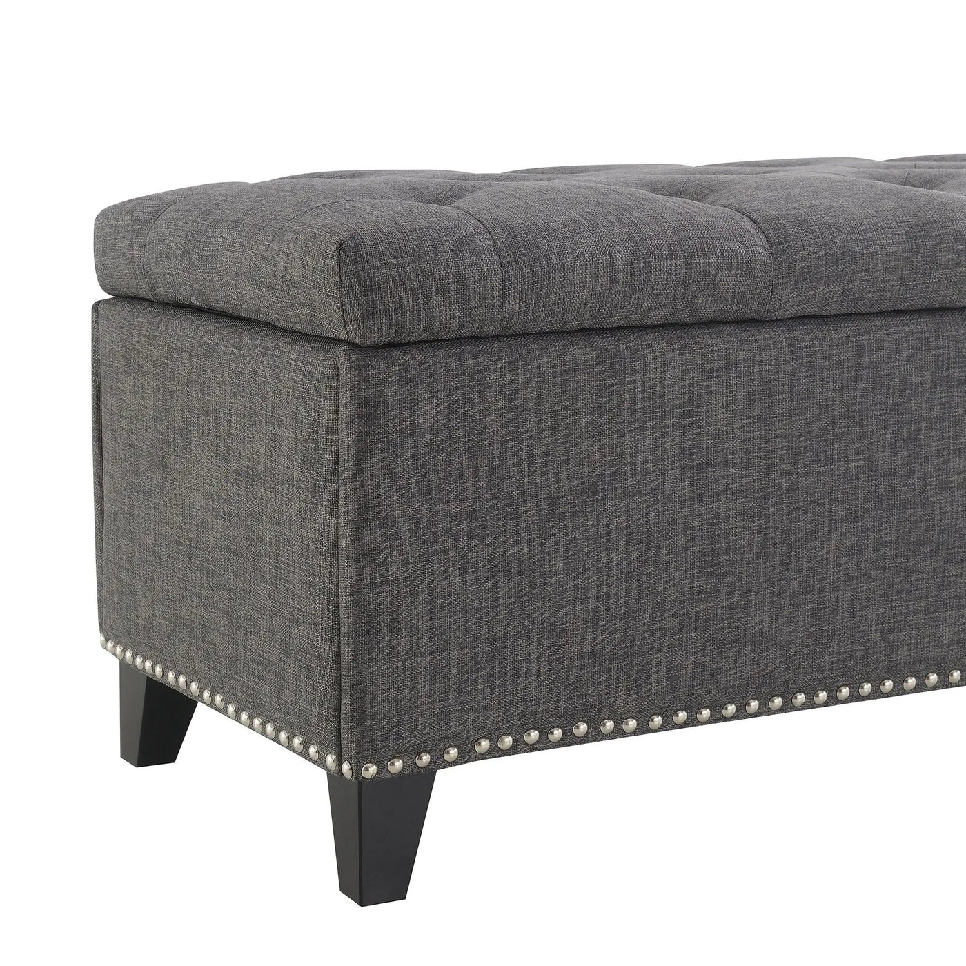 Button-Tufted Storage Ottoman With Safety Close Hinge by HouseOfZazla