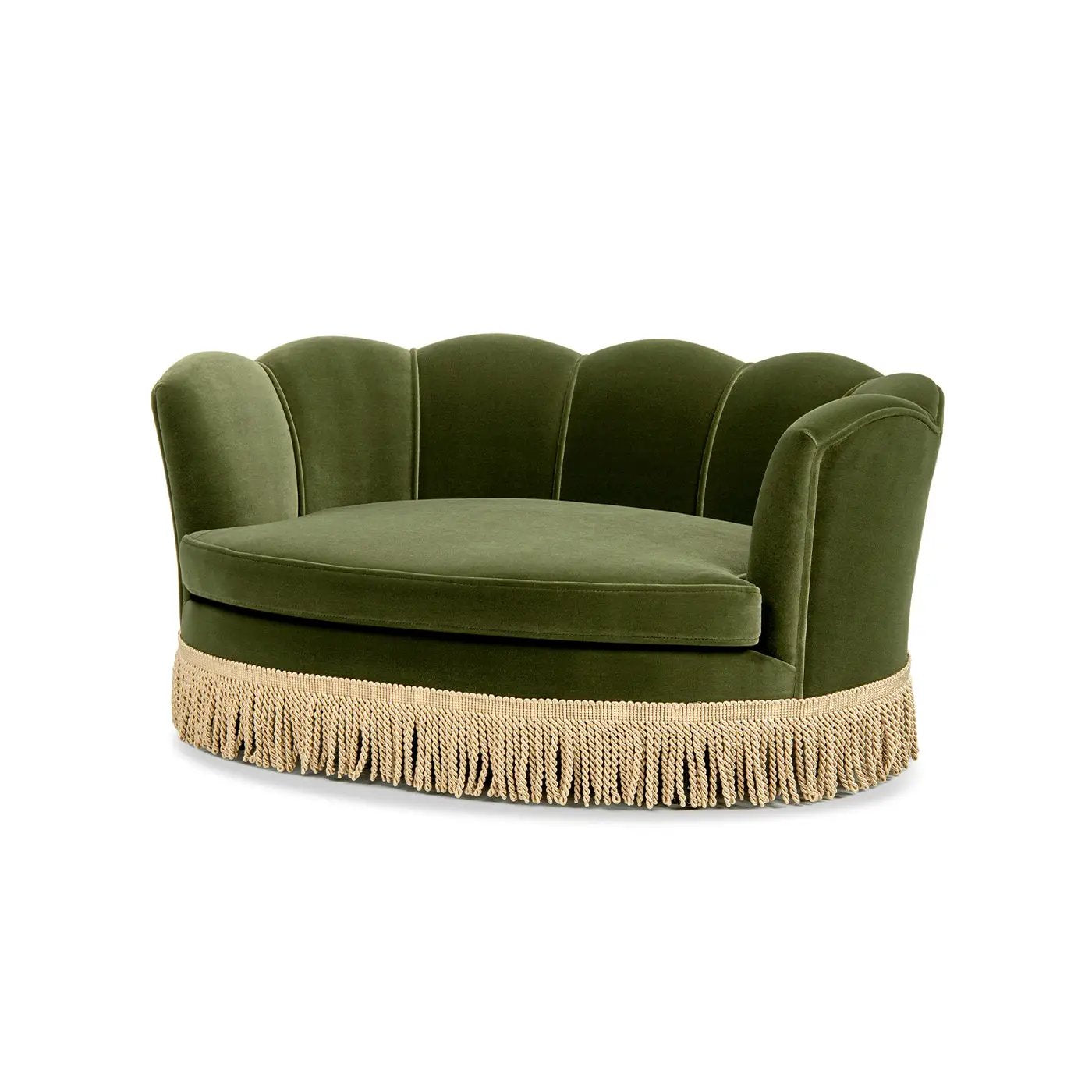 Clara 34.5" Scalloped Pet Sofa Bed - Medium, Olive by HouseOfZazla