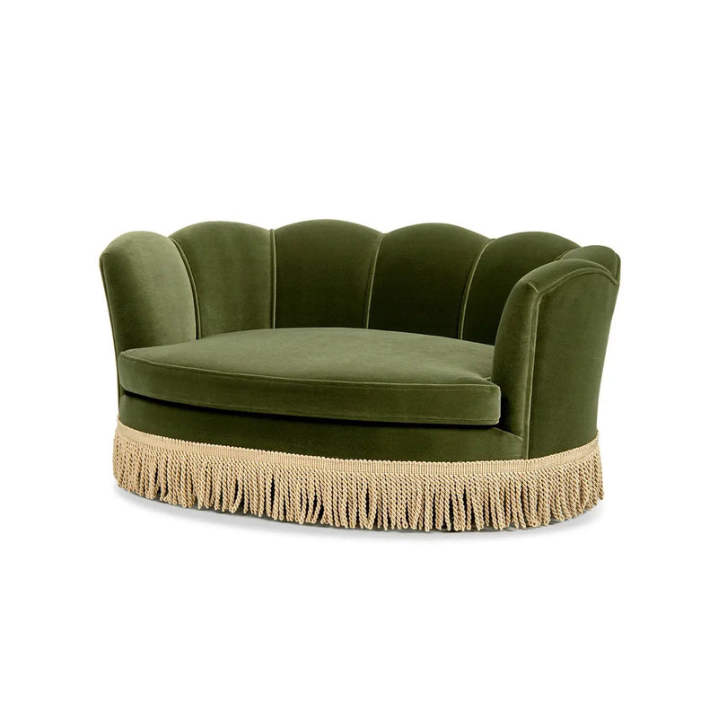Clara 34.5" Scalloped Pet Sofa Bed - Medium, Olive by HouseOfZazla