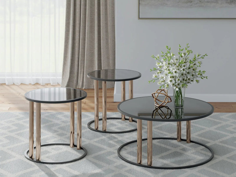 Hannerly - Occasional Table Set (Set of 3) - Black / Gold Finish by Unique Piece Furniture