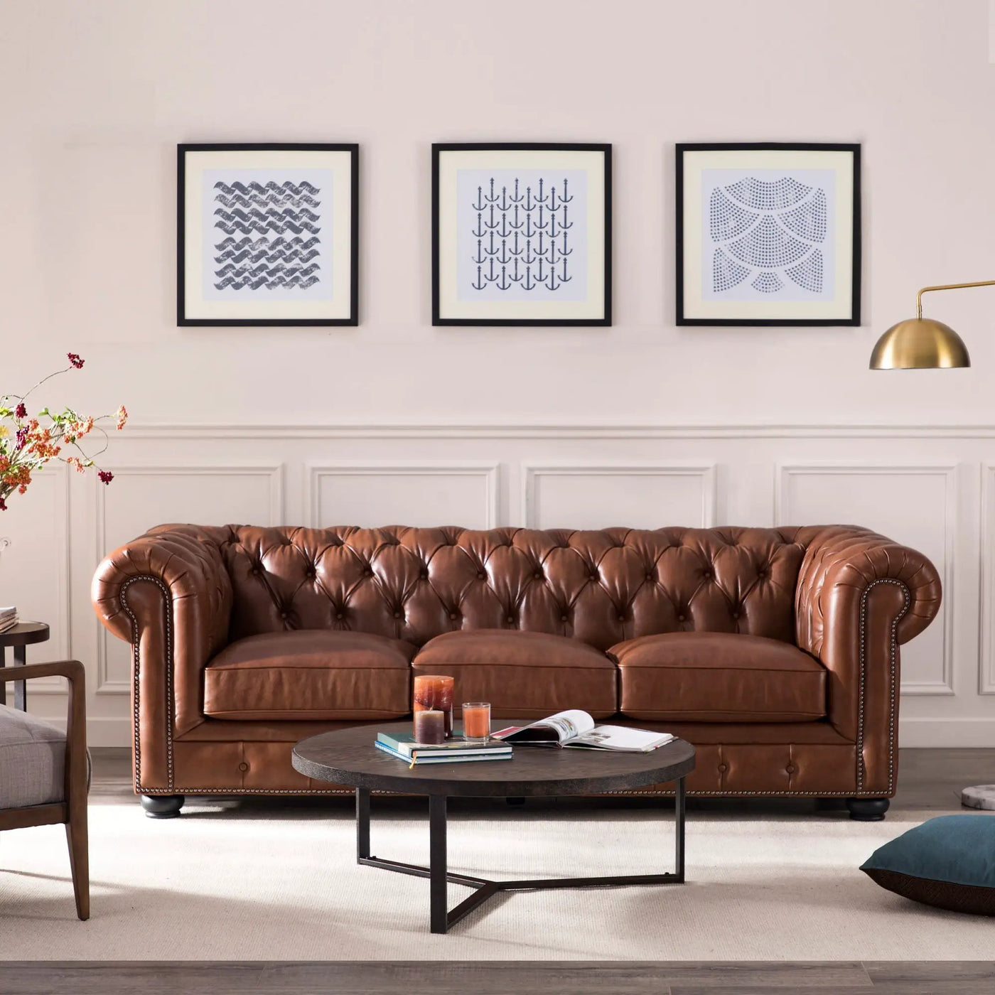 Traditional Tufted Chesterfield Nailhead Sofa by HouseOfZazla