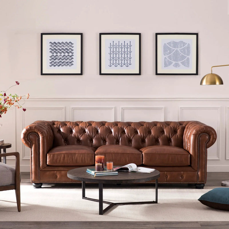 Traditional Tufted Chesterfield Nailhead Sofa by HouseOfZazla