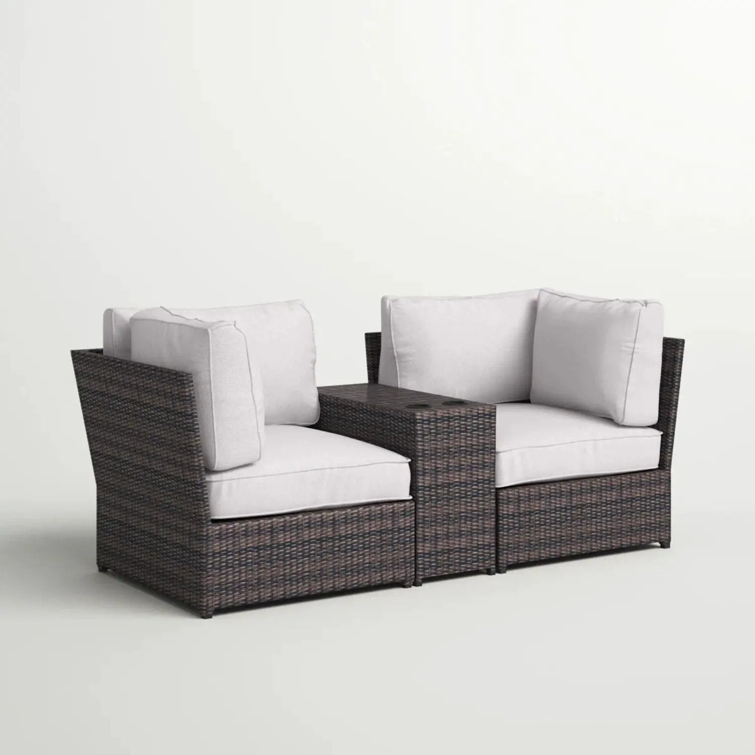 Outdoor Wicker Loveseat With Cushions by HouseOfZazla