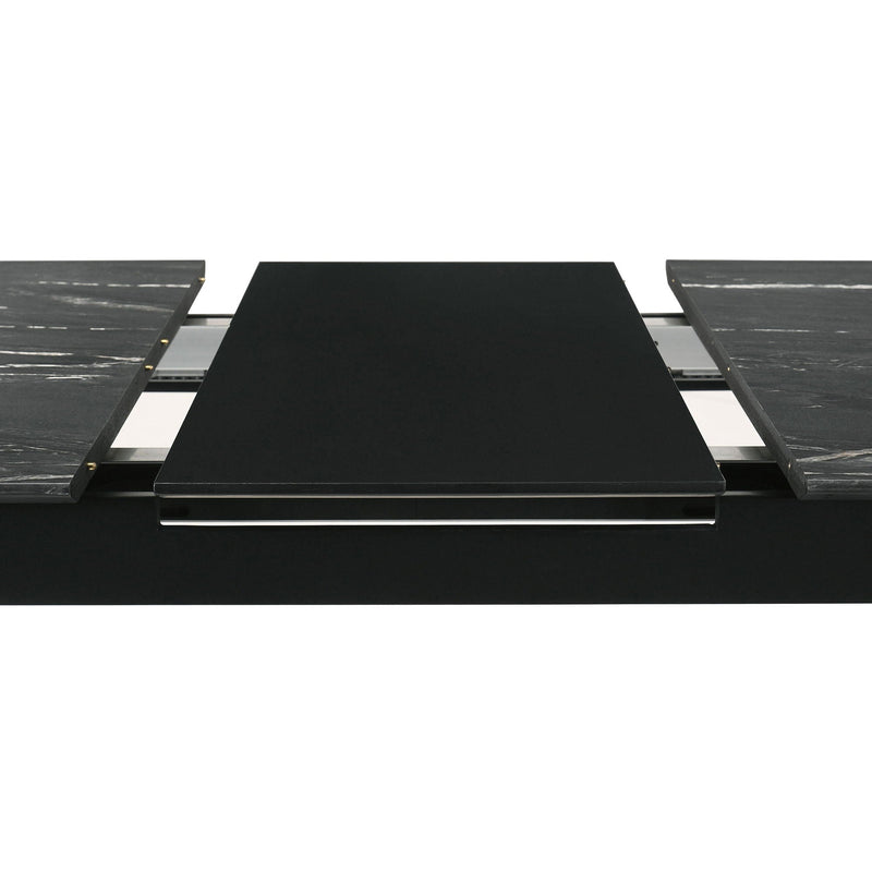 Bellingham - Dining Table With Self Storing Extension Leaf - Black Marble-Look Sintered Stone