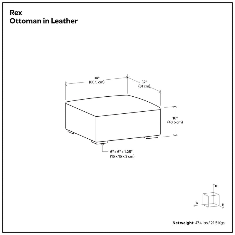 Light Brown Versatile Design Upholstered Ottoman with Medium Firm Cushion - Rex, photo 5 of 5