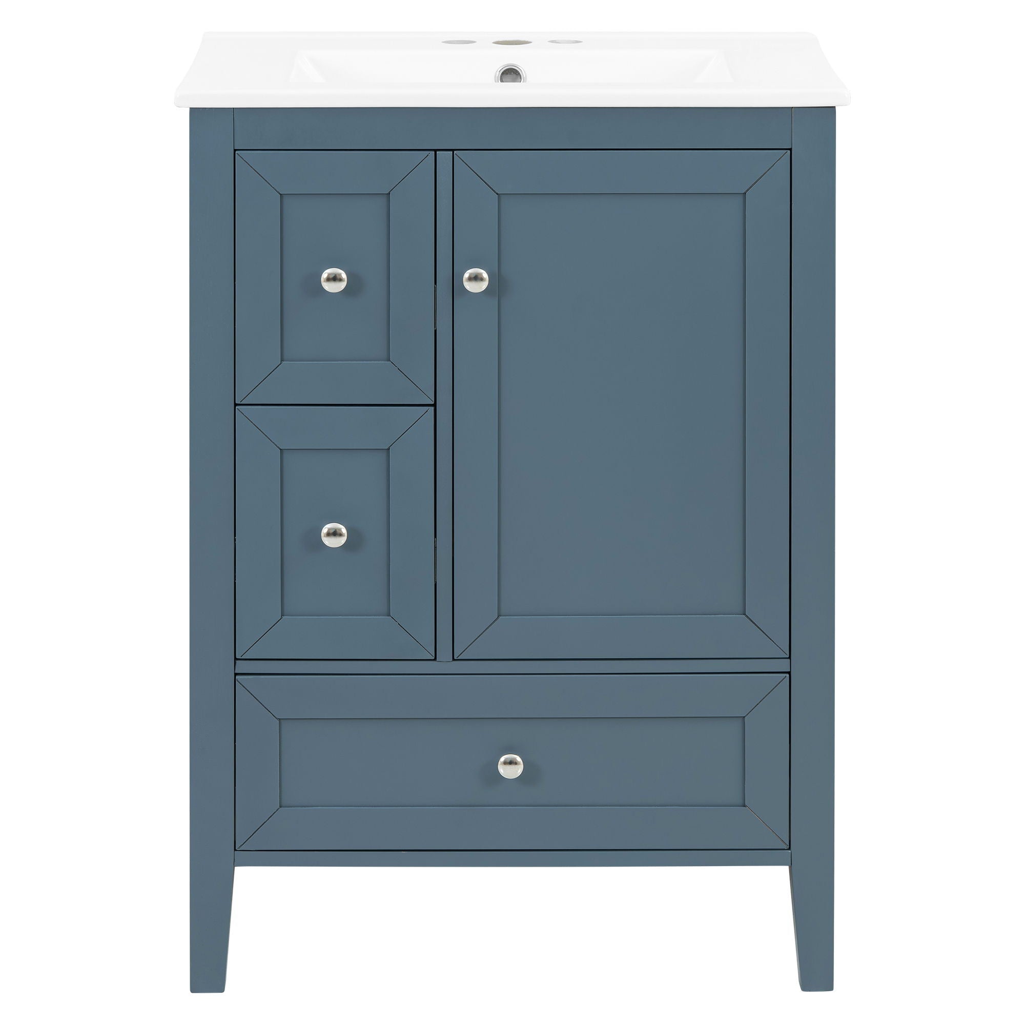 Modern Bathroom Vanity With Sink, Soft Close Drawers & Door, Storage Rack by HouseOfZazla