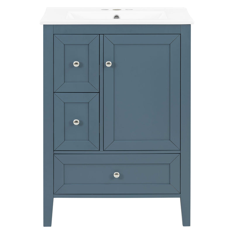 Modern Bathroom Vanity With Sink, Soft Close Drawers & Door, Storage Rack by HouseOfZazla