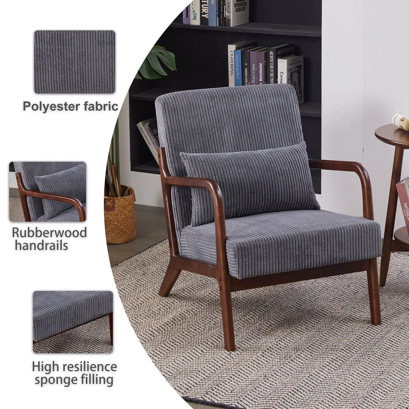 Accent Chair With Pillow And Wood Frame by HouseOfZazla