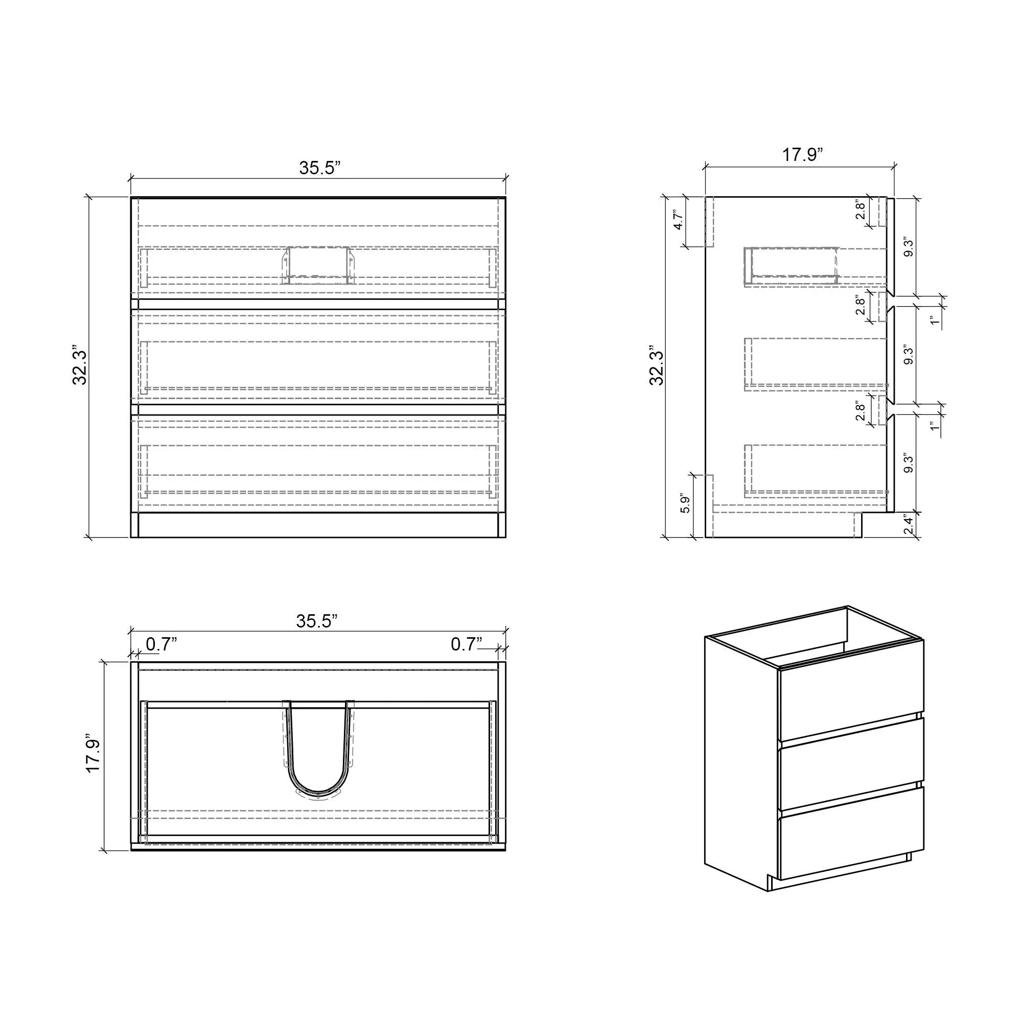 Alice - Bathroom Vanity With Large Storage Freestanding Bathroom Vanity, Sink For Modern Bathroom, One-Piece Sink Basin Without Drain And Faucet by Unique Piece Furniture