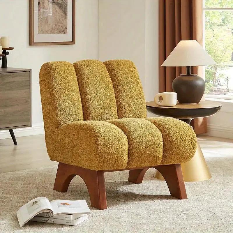 Accent Chair - Sherpa Beige Wooden by House Of Avana