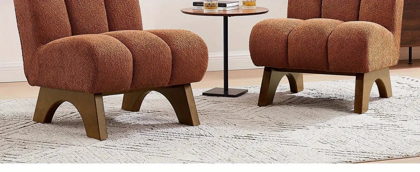 Accent Chair - Sherpa Beige Wooden by House Of Avana