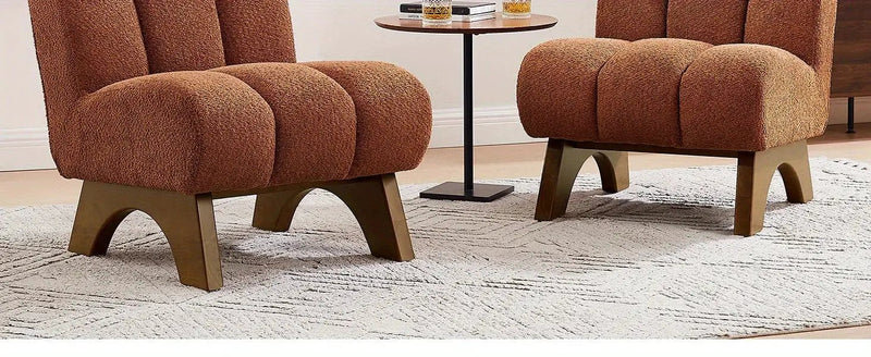 Accent Chair - Sherpa Beige Wooden by House Of Avana