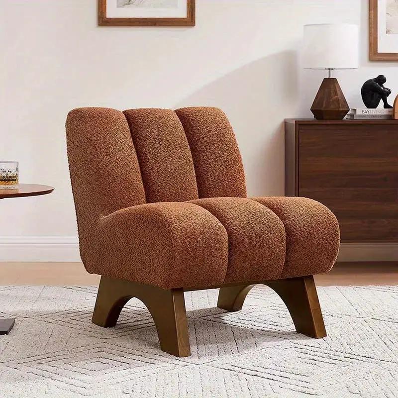 Accent Chair - Sherpa Beige Wooden by House Of Avana
