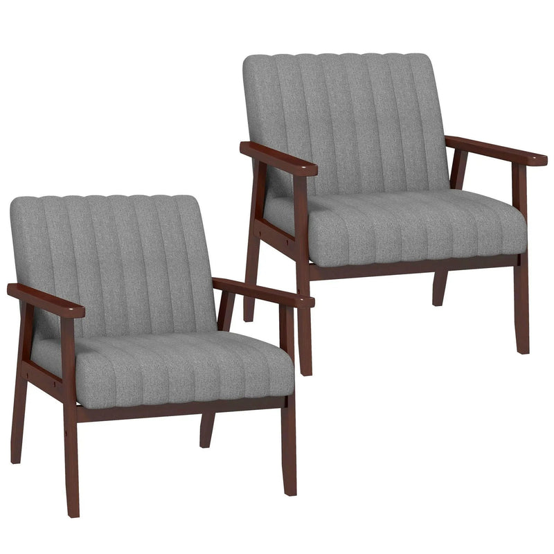 Accent Chair - Tufted Grey Wooden by House Of Avana