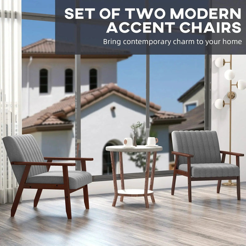 Accent Chair - Tufted Grey Wooden by House Of Avana