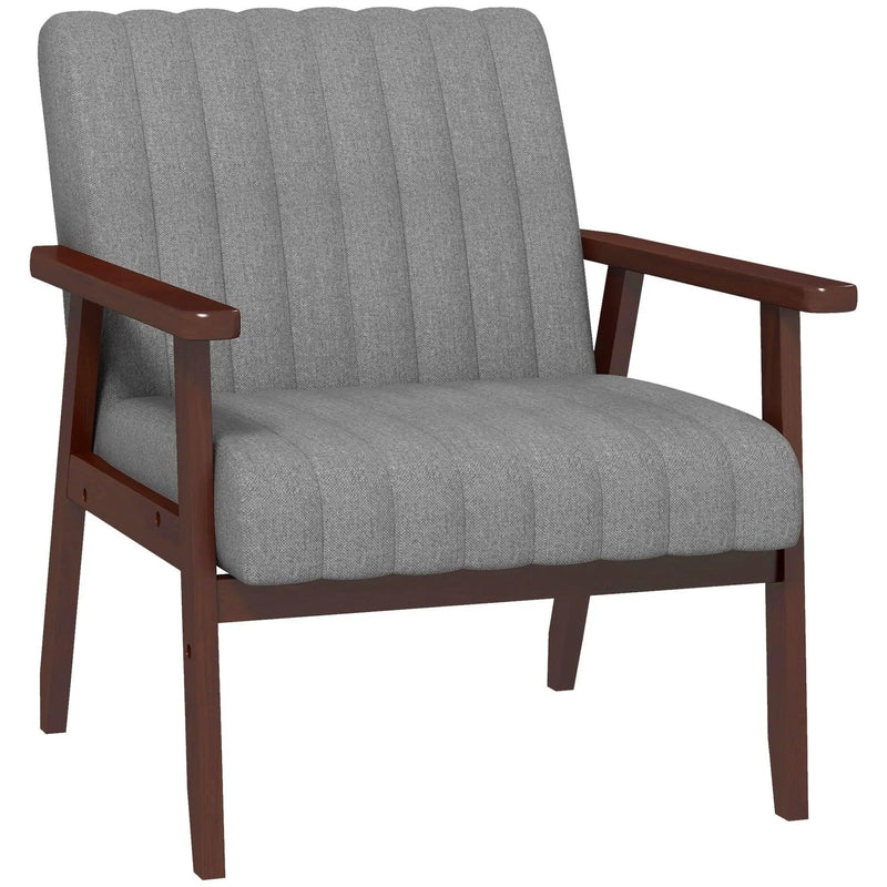 Accent Chair - Tufted Grey Wooden by House Of Avana