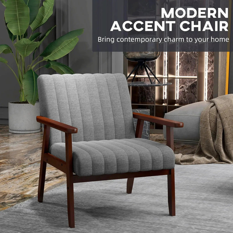 Accent Chair - Tufted Grey Wooden by House Of Avana
