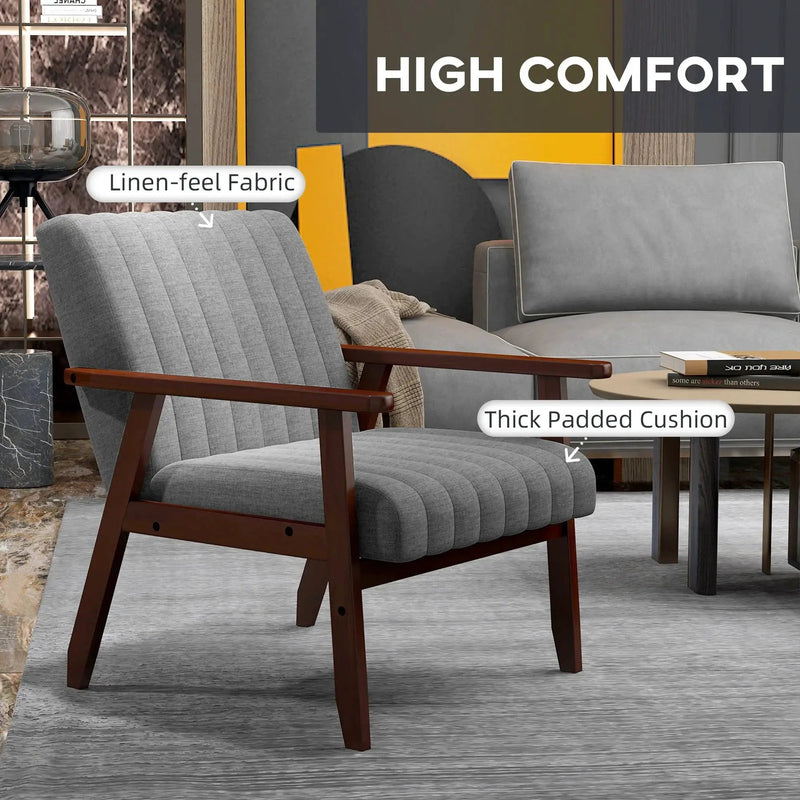 Accent Chair - Tufted Grey Wooden by House Of Avana