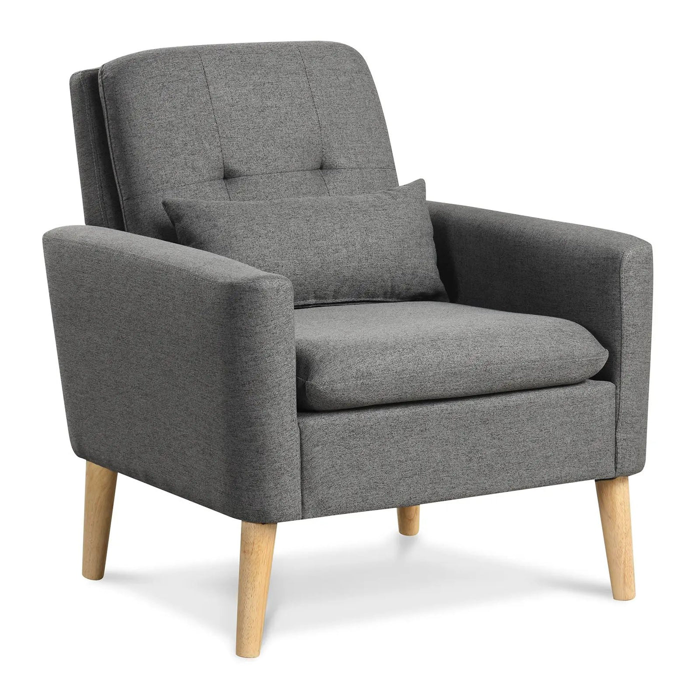 Accent Chair with Lumbar Pillow Natural Rubber Wood Legs Padded Cushions by DirectDeals