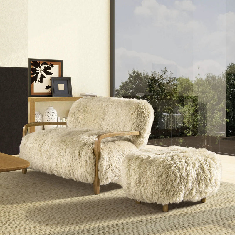 Enchante - Sheepskin Accent Loveseat - Taupe / Natural by Unique Piece Furniture