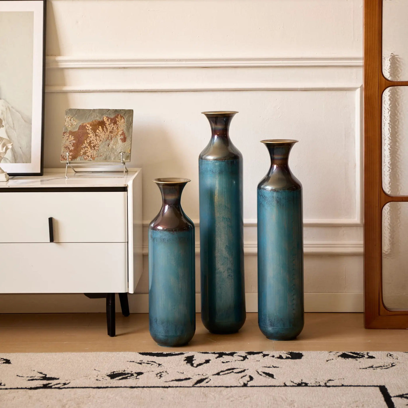 Modern Droplet Shaped Floor Vase Set, 3 Piece Home Decor by HouseOfZazla