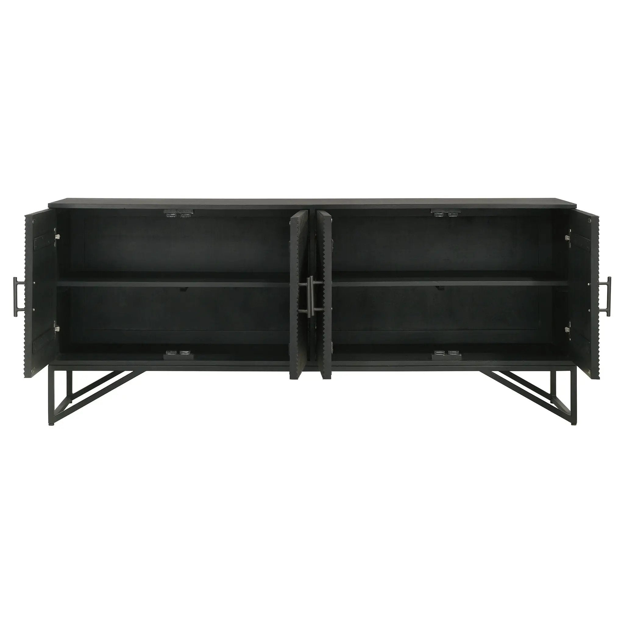 Riddell 4-door Wood Reeding Accent Cabinet Matte Black by Unique Piece Furniture