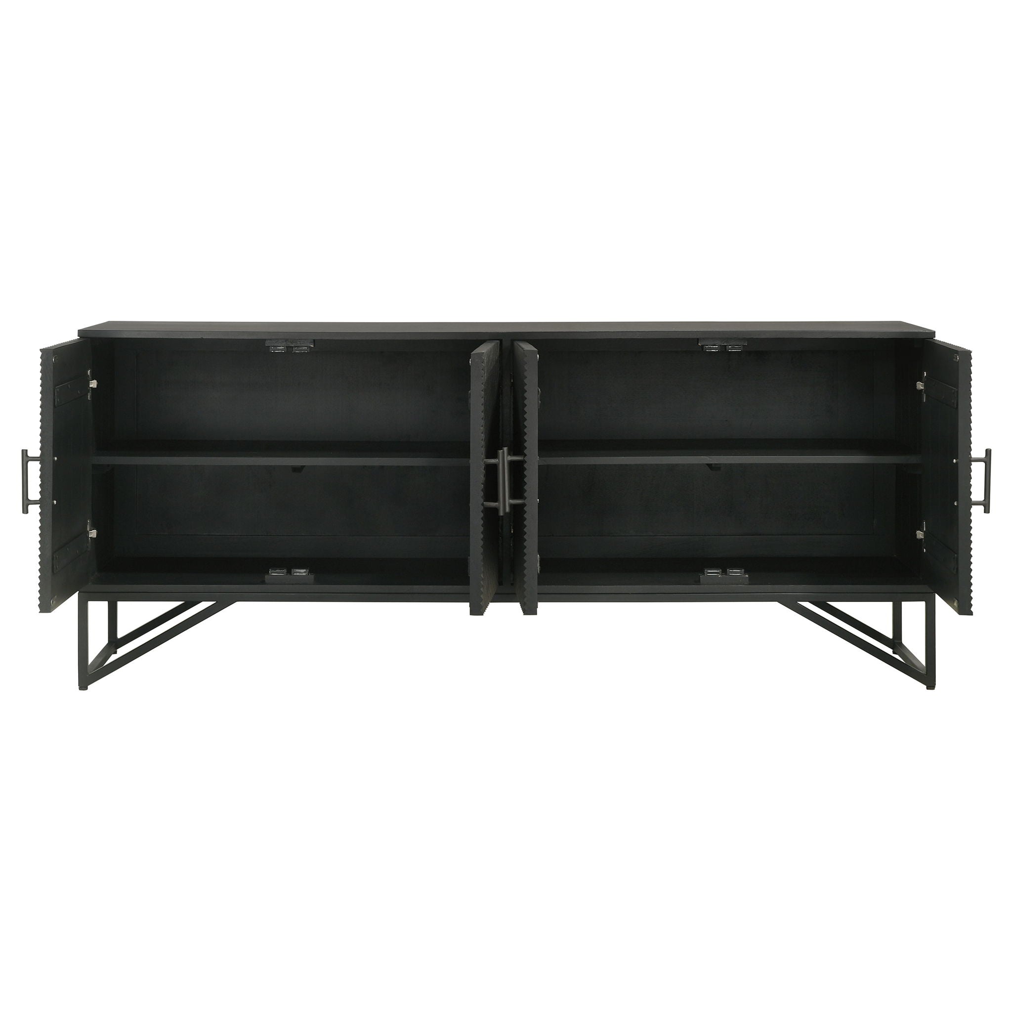 Riddell 4-door Wood Reeding Accent Cabinet Matte Black by Unique Piece Furniture