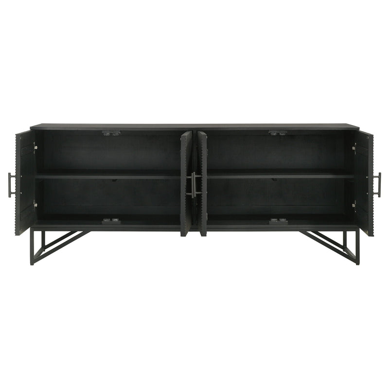 Riddell 4-door Wood Reeding Accent Cabinet Matte Black by Unique Piece Furniture