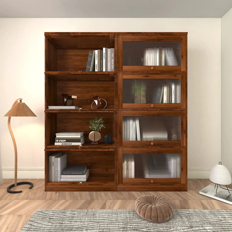 Bookcase Contemporary Closed Back Glass Doors Office Storage Cabinet by HouseOfZazla