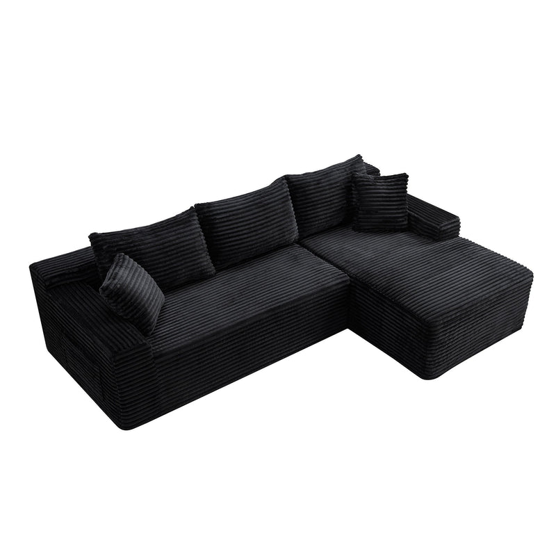 Corduroy Sectional Sofa with L-Shape Chaise - 106.3" Cloud Modular in Charcoal, photo 5 of 10