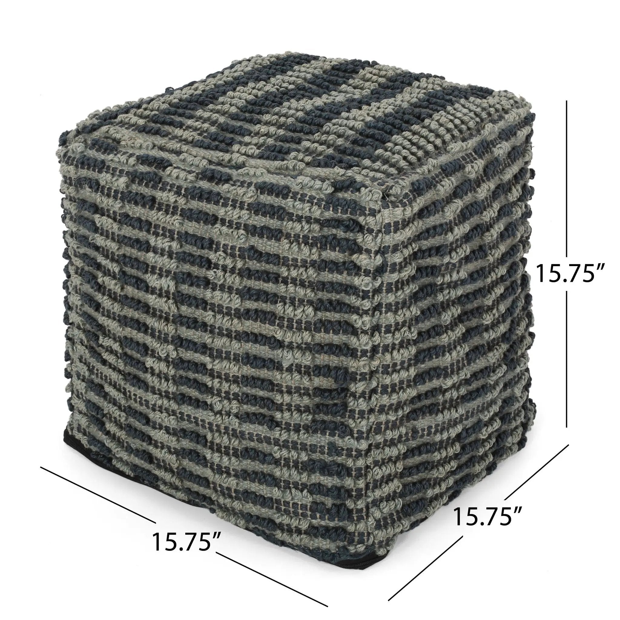 Walle - Fabric Square Pouf Ottoman And Floor Cushion Teal - Blue by Unique Piece Furniture