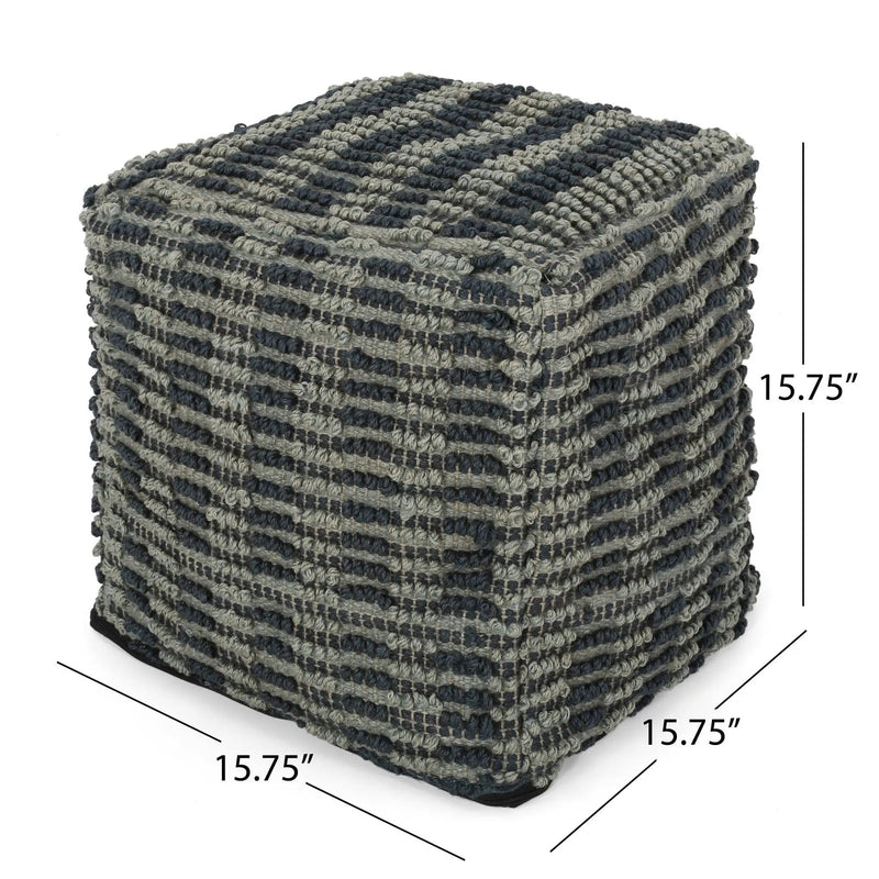 Walle - Fabric Square Pouf Ottoman And Floor Cushion Teal - Blue by Unique Piece Furniture