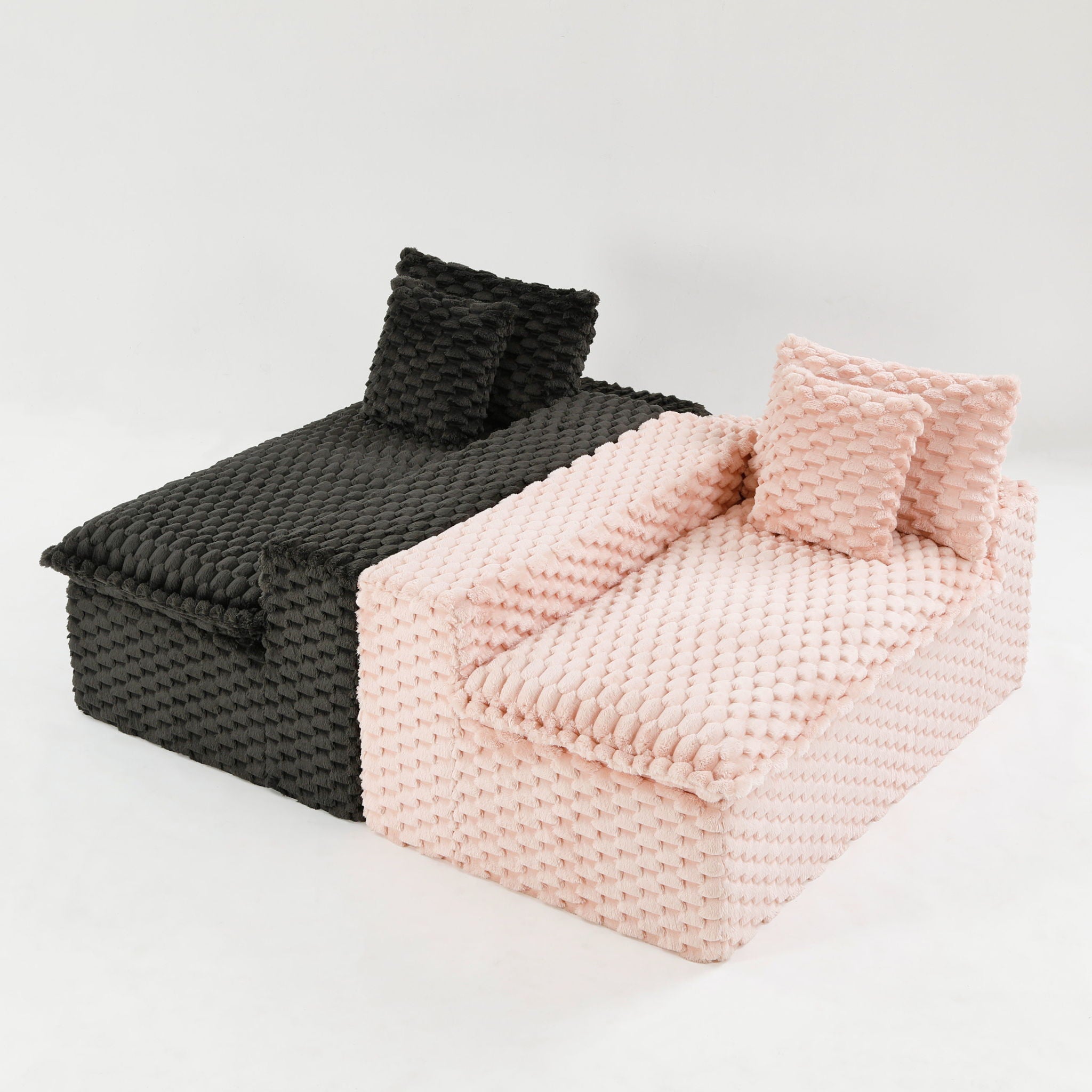 Multifunctional Sofa Pink Black, Fits 4 People by HouseOfZazla