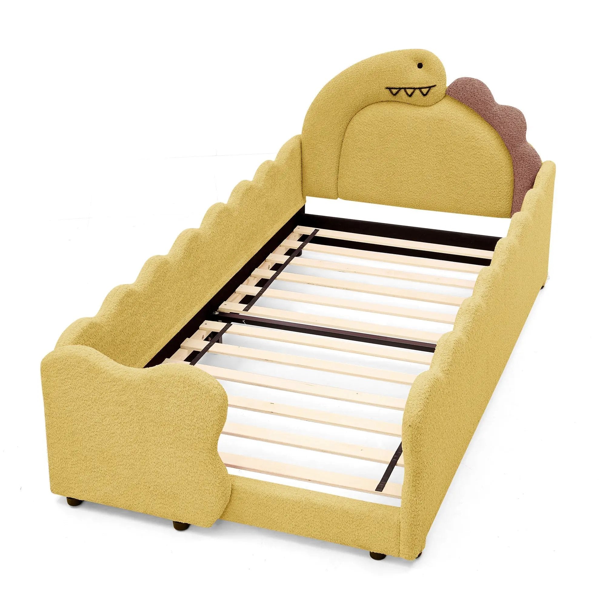 Twin Size Dinosaur-Shaped Kids Bed with Safety Guardrails by HouseOfZazla