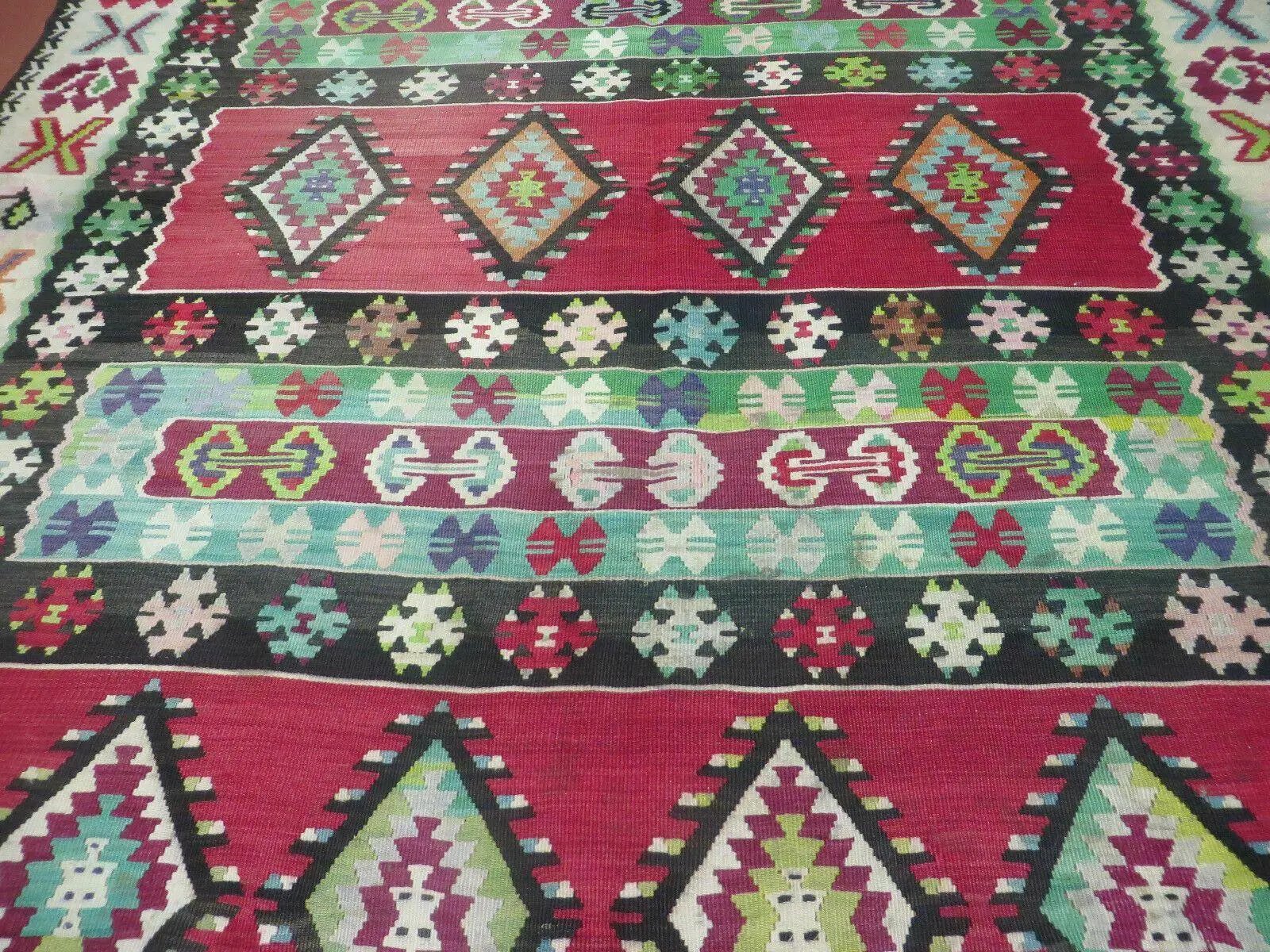 7' X 9' Vintage Turkish Kilim Handmade Flat Weave Wool Rug Veg Dye Nice by Jewel Rugs