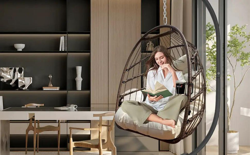 Khaki Hanging Swing Egg Chair by HouseOfZazla
