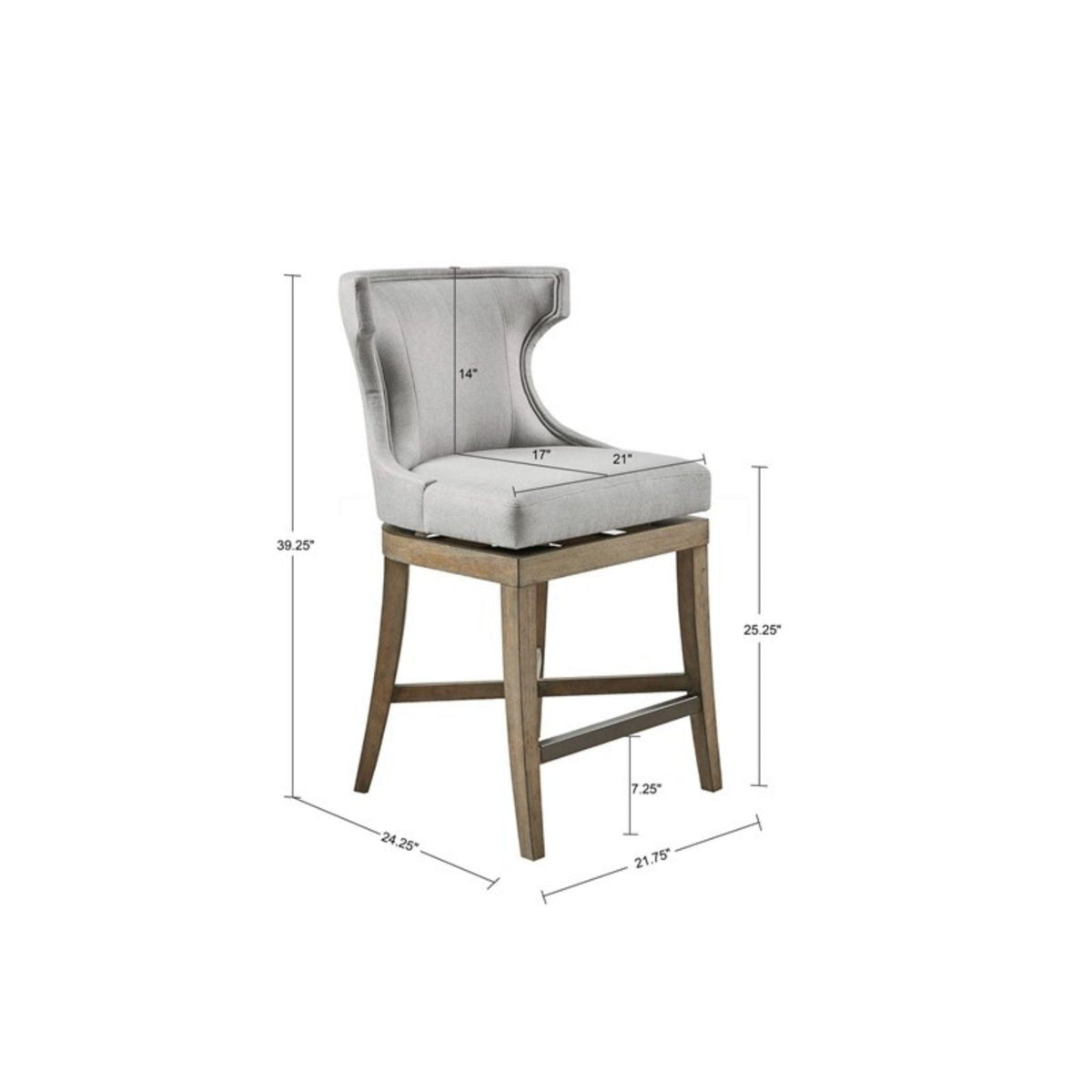 Carson Counter Stool with Swivel Seat - Wingback Design - Beige, Gray, Blue, photo 20 of 25
