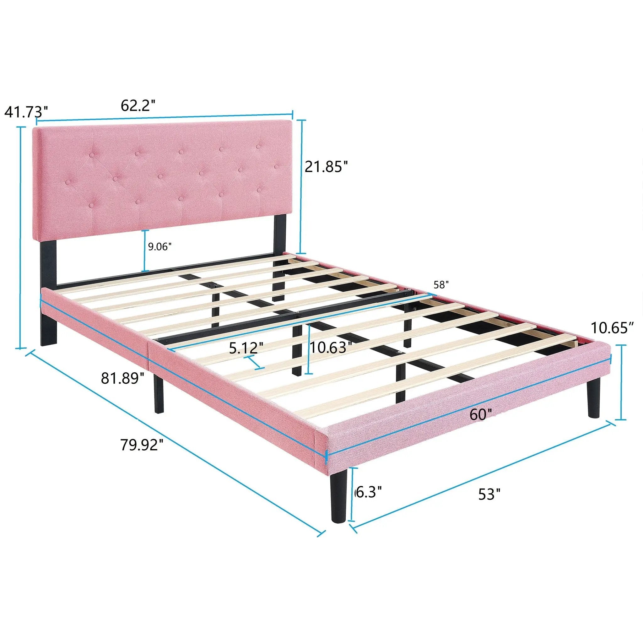 Modern Upholstered Platform Bed Frame With Button Tufted Fabric Headboard by Unique Piece Furniture