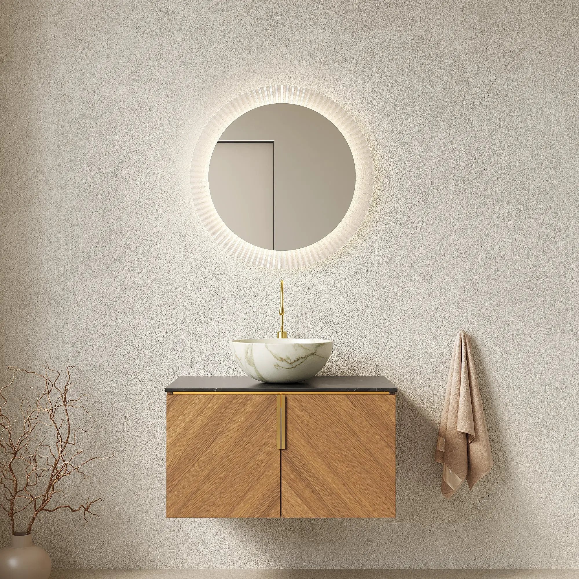 ARAI 30" Bathroom Vanity & Sink, Floating Plywood Storage Cabinet by HouseOfZazla